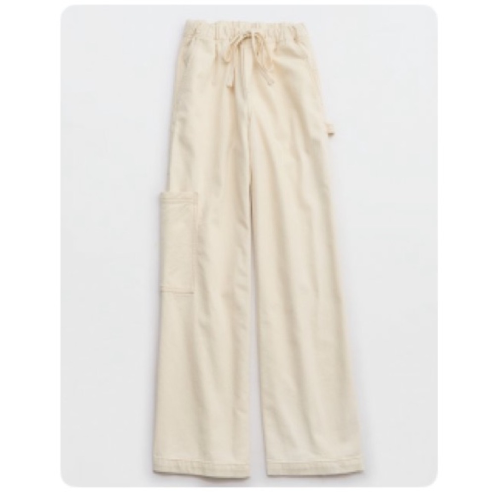 Aerie Cream Low and Slouchy Trouser NWOT - Picture 6 of 6